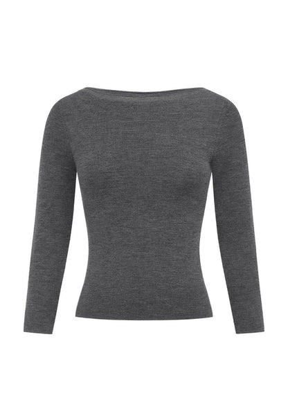 Bateau 3/4 Knit Top Grigio