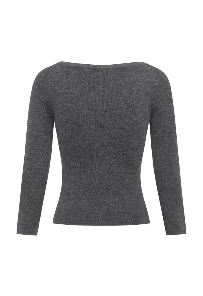 Bateau 3/4 Knit Top Grigio