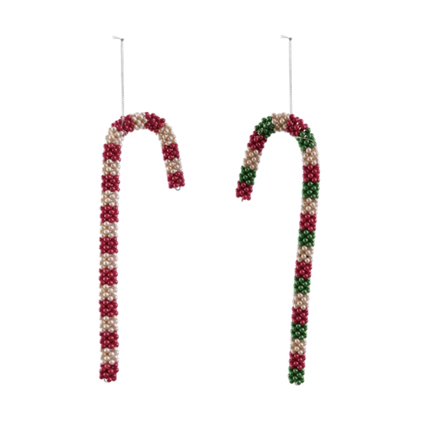 Creative Co-op Christmas Beaded Candy Cane Ornament