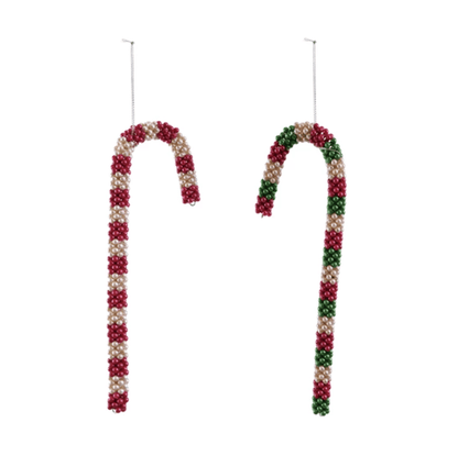 Creative Co-op Christmas Beaded Candy Cane Ornament