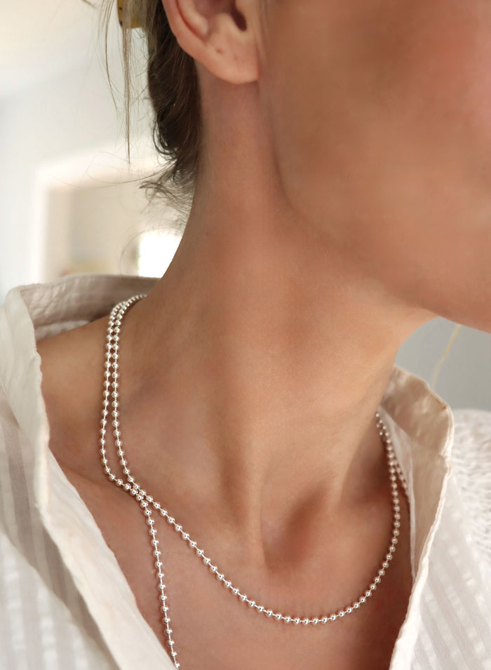 Beaded Chain Halsband silver, 3 mm / 45-47 cm