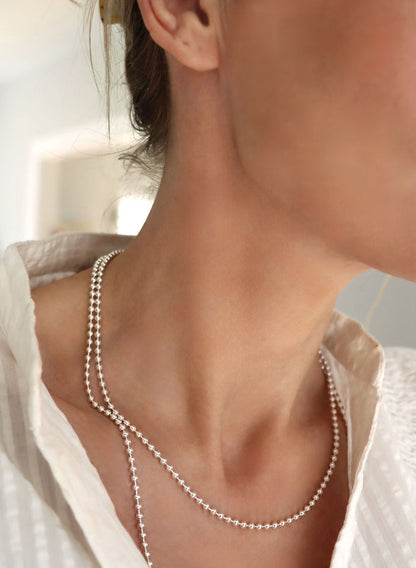Beaded Chain Halsband silver, 3 mm / 45-47 cm