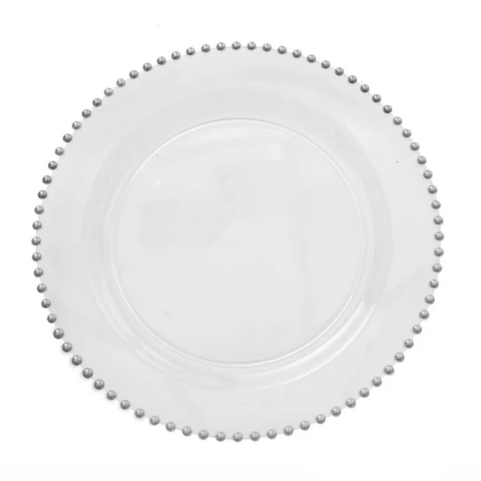 Jenn & Co. Beaded Clear and Silver Plastic Plates