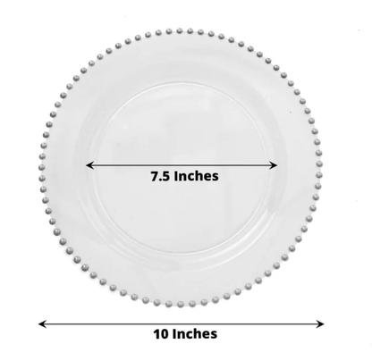 Jenn & Co. Beaded Clear and Silver Plastic Plates