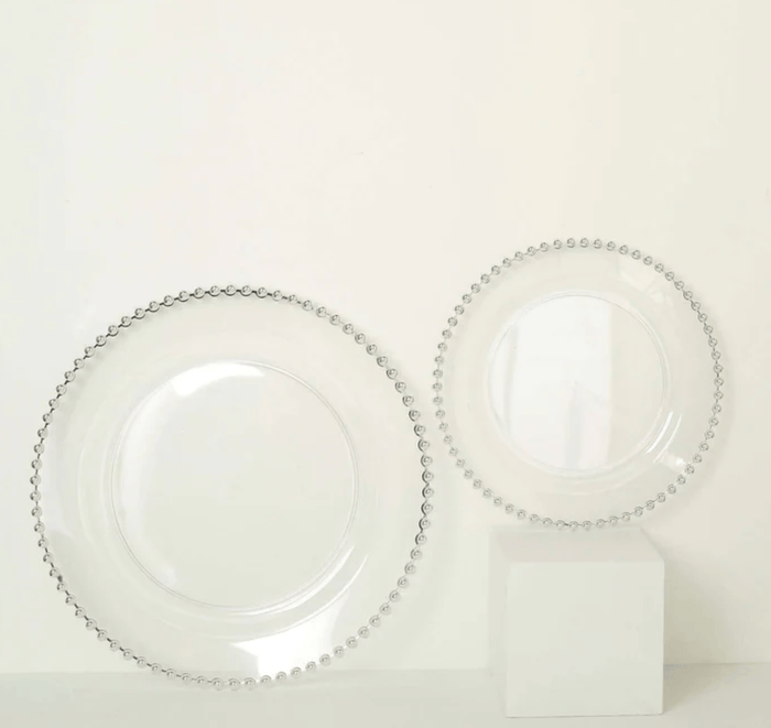 Jenn & Co. Beaded Clear and Silver Plastic Plates