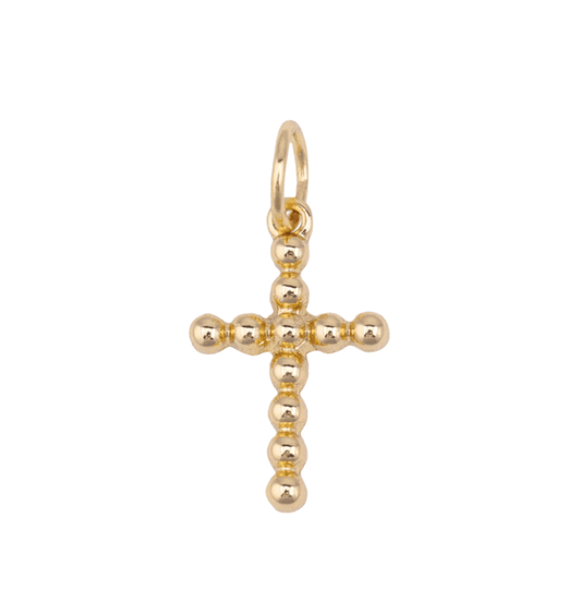 Canvas Style Beaded Cross Charm