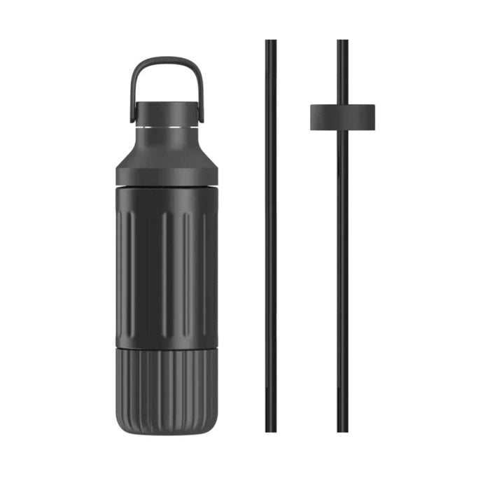 Carbon Black Custom Beast Health Dual Cap Hydration Bottle - Corporate Gifts
