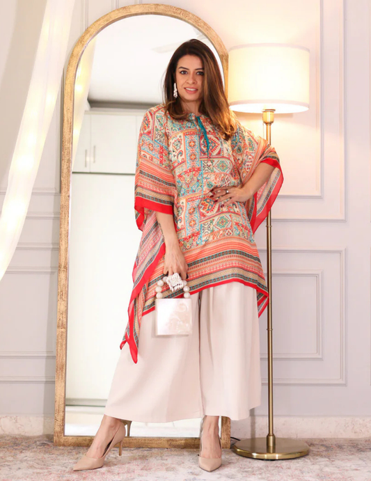 Beige & Orange Kaftan