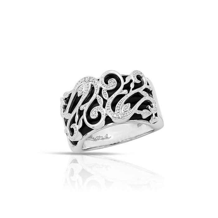 Belle e'toile Sterling Silver Andante Black Rubber Ring, Size 7