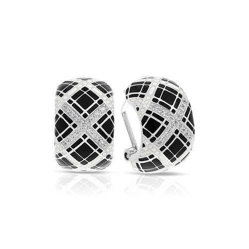Belle e'toile Sterling Silver Tartan Black Earrings