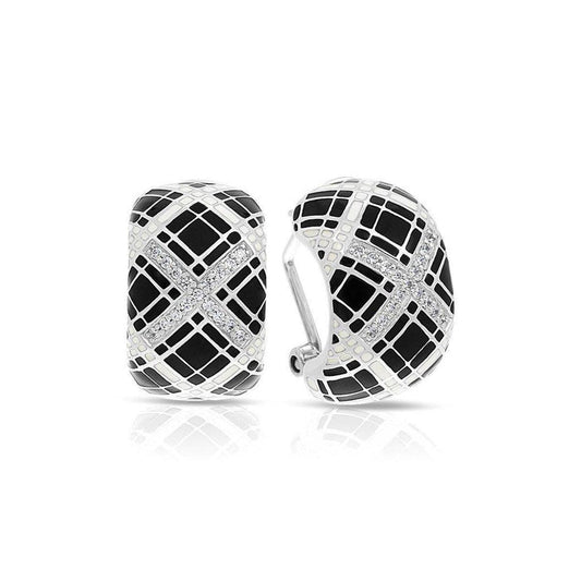 Belle e'toile Sterling Silver Tartan Black Earrings