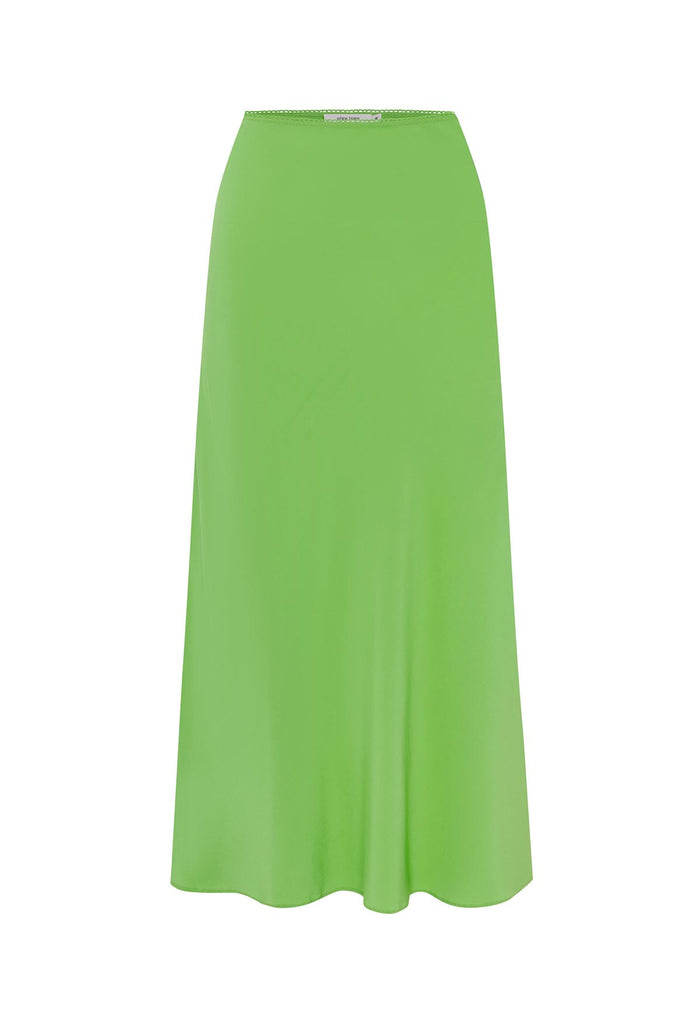 Bias Mid Skirt Verde Silk