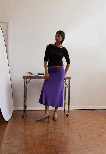 Bias Mid Skirt Viola Silk