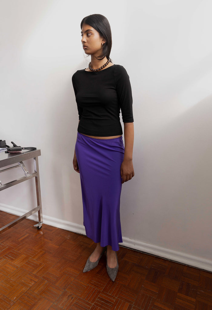 Bias Mid Skirt Viola Silk
