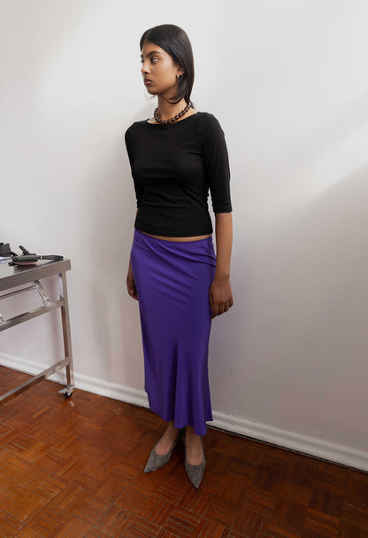 Bias Mid Skirt Viola Silk