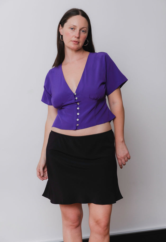 Bias Mini Skirt Nera Silk