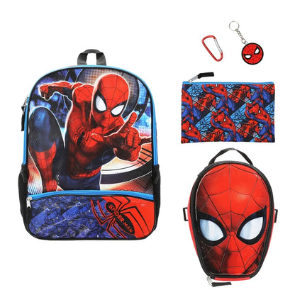 Bioworld Marvel - Spiderman Swinging 5-Piece 16" Backpack With Lunch Kit