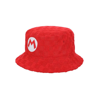 Bioworld Super Mario - Mario Logo Men's Red Checkered Bucket Hat