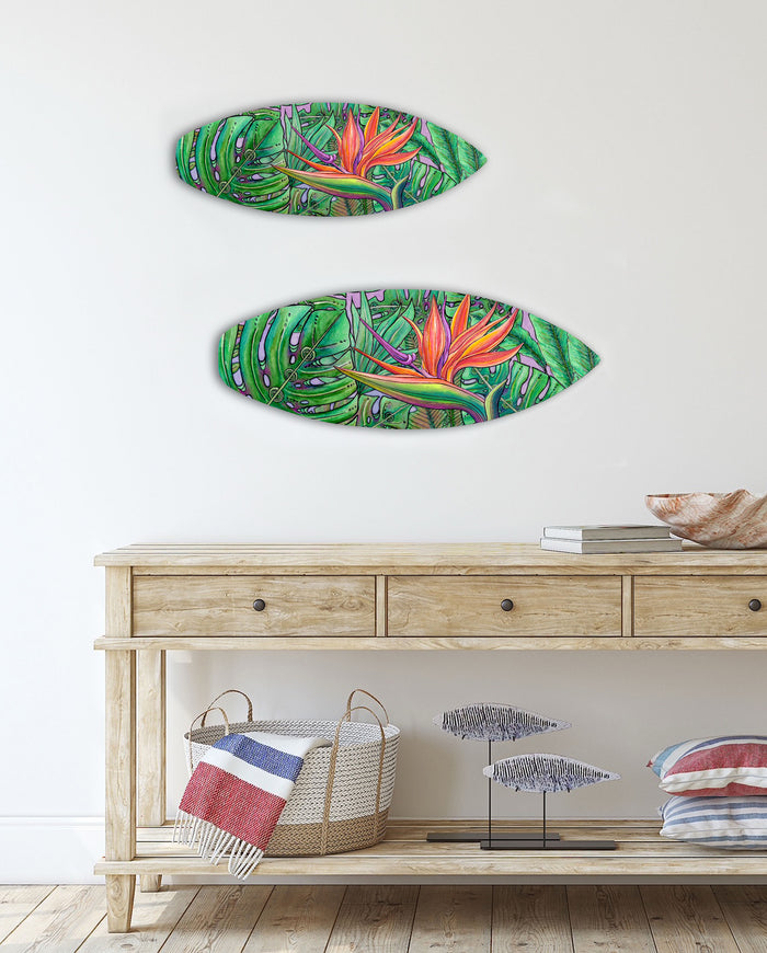 Bird of Paradise Surfboard Wall Art