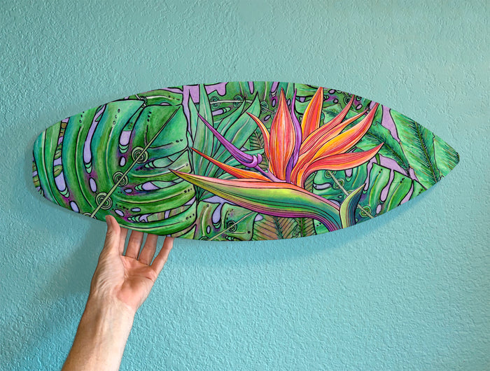 Bird of Paradise Surfboard Wall Art