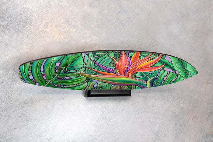 Bird of Paradise Surfboard Wall Art