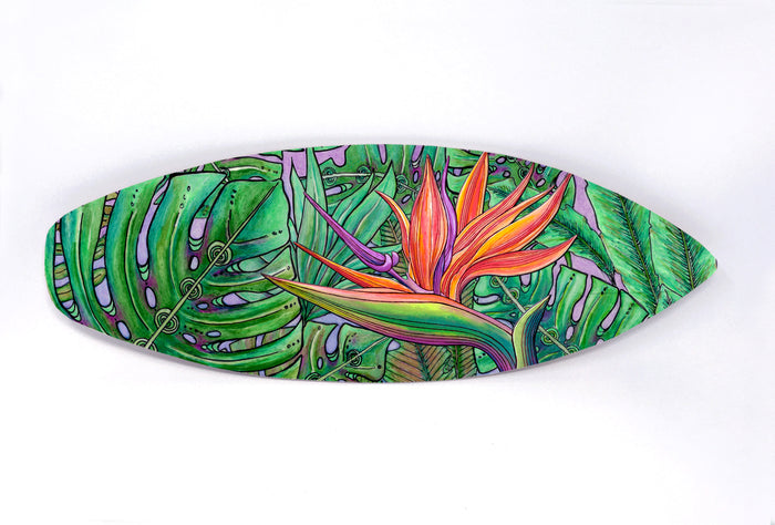 Bird of Paradise Surfboard Wall Art