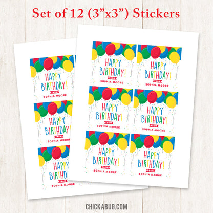 Birthday Balloons Gift Labels