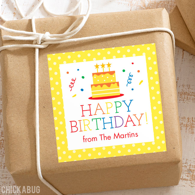 Birthday Cake Birthday Gift Labels
