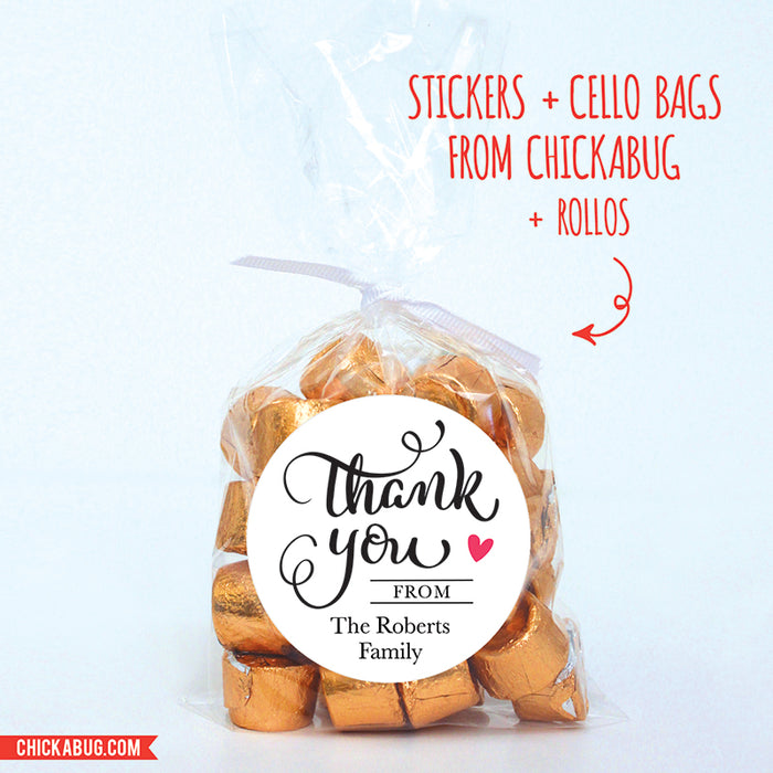 Black Calligraphy "Thank You" Stickers