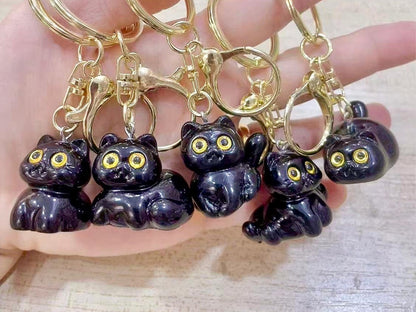 Black Cat Charm Keyring