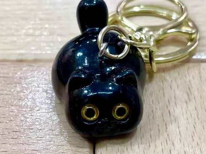 Black Cat Charm Keyring