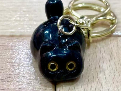 Black Cat Charm Keyring