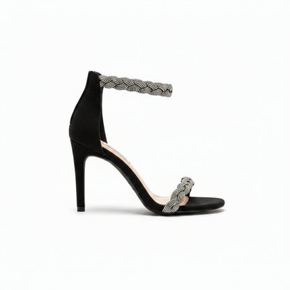 Black Leather Stiletto Sandal Julia