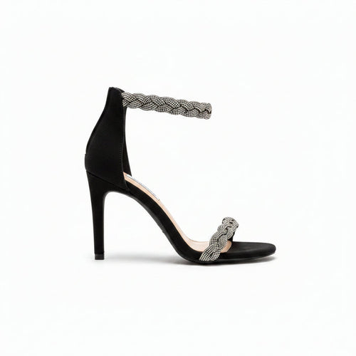 Black Leather Stiletto Sandal Julia