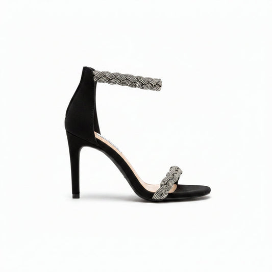 Black Leather Stiletto Sandal Julia