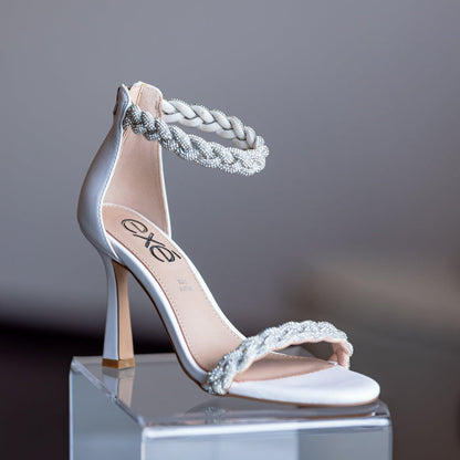 Black Leather Stiletto Sandal Julia