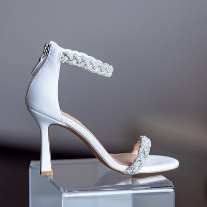 Black Leather Stiletto Sandal Julia