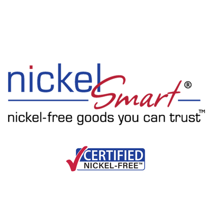 Nickel Smart logo. Nickel-free goods you can trust. Certified Nickel Free seal.