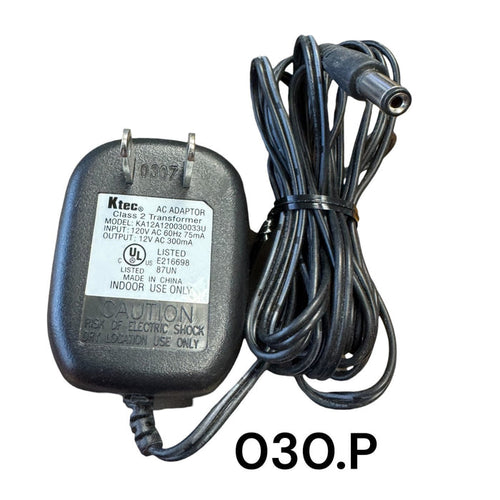Black Replacement Adapter 12V AC 300mA with Male Barrel Jack
