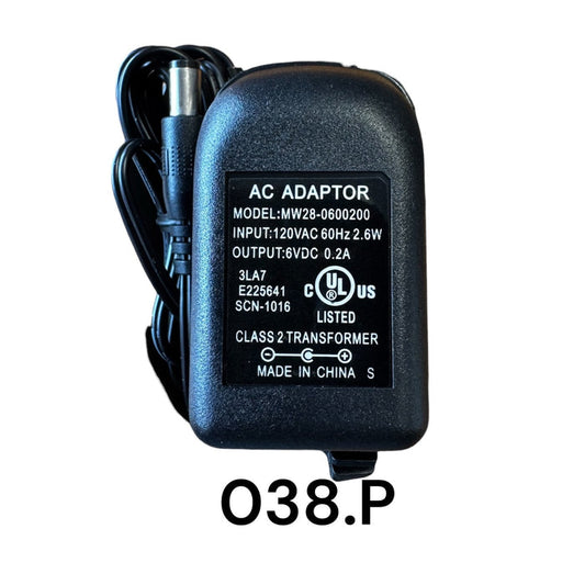 Black Replacement Adapter 6V DC 200mA with Male Barrel Jack