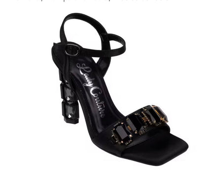 Black Satin Ankle Strap Sandal Karisma