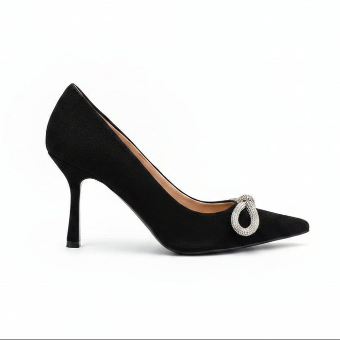 Black Suede Pointed-Toe Stiletto Pump Lalla