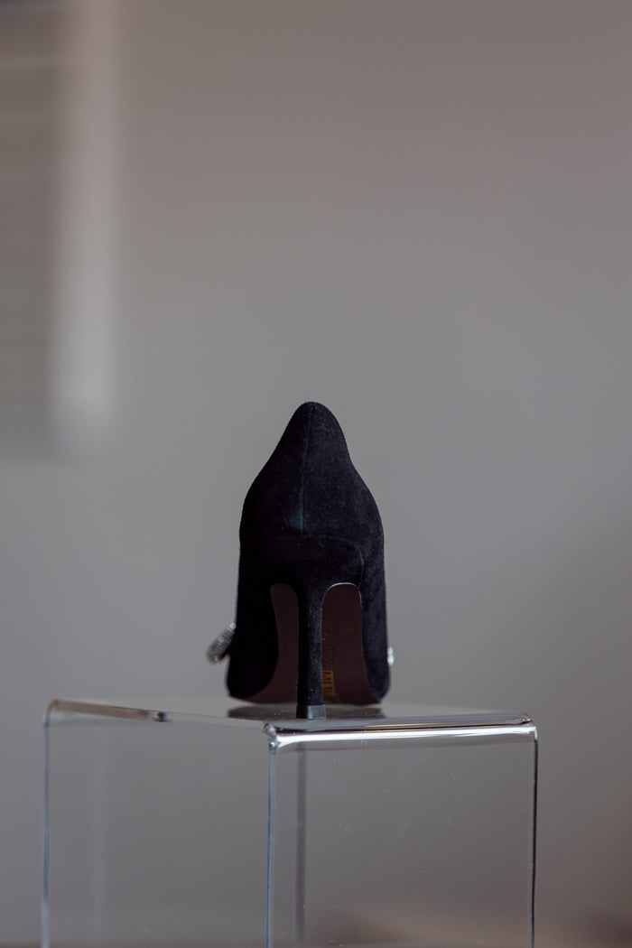 Black Suede Pointed-Toe Stiletto Pump Lalla