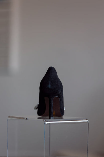 Black Suede Pointed-Toe Stiletto Pump Lalla