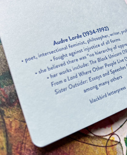 Blackbird Letterpress - Audre Lorde letterpress notebook