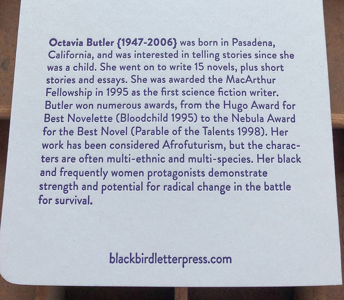 Blackbird Letterpress - Octavia Butler notebook
