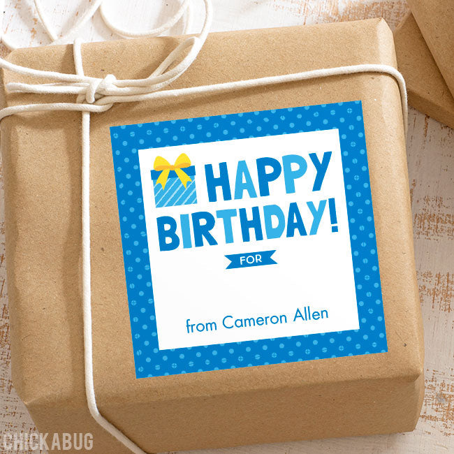 Blue Birthday Gift Labels