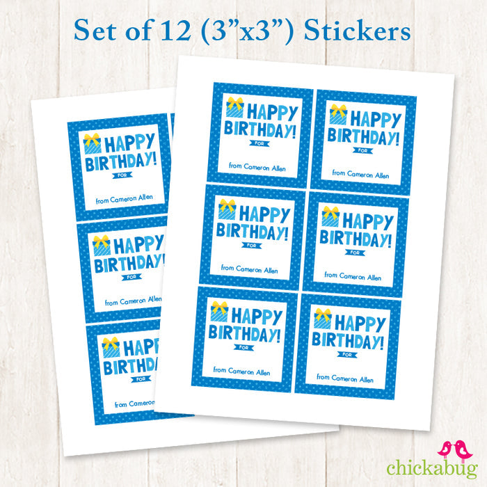Blue Birthday Gift Labels