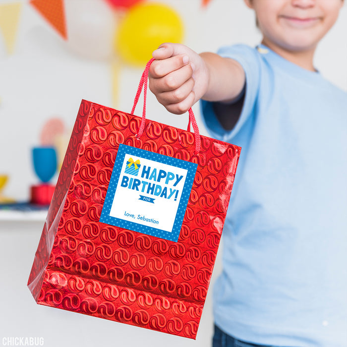 Blue Birthday Gift Labels