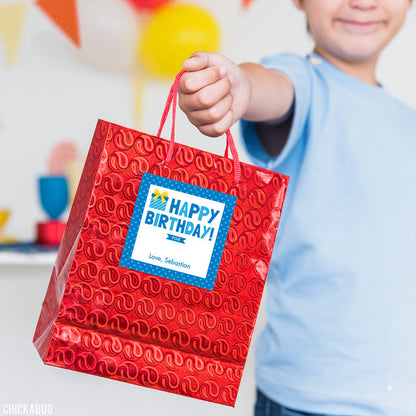 Blue Birthday Gift Labels